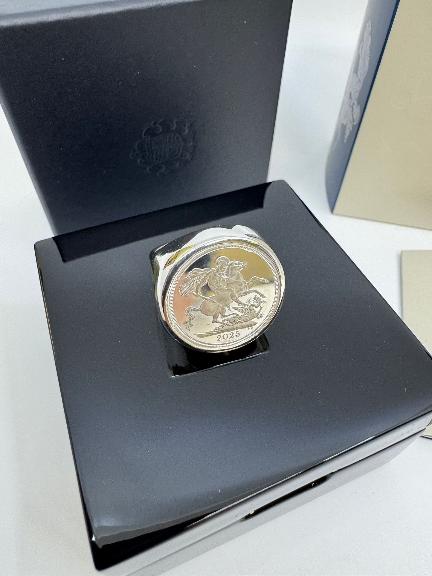 Full Sovereign Set Silver Ring and Pendant