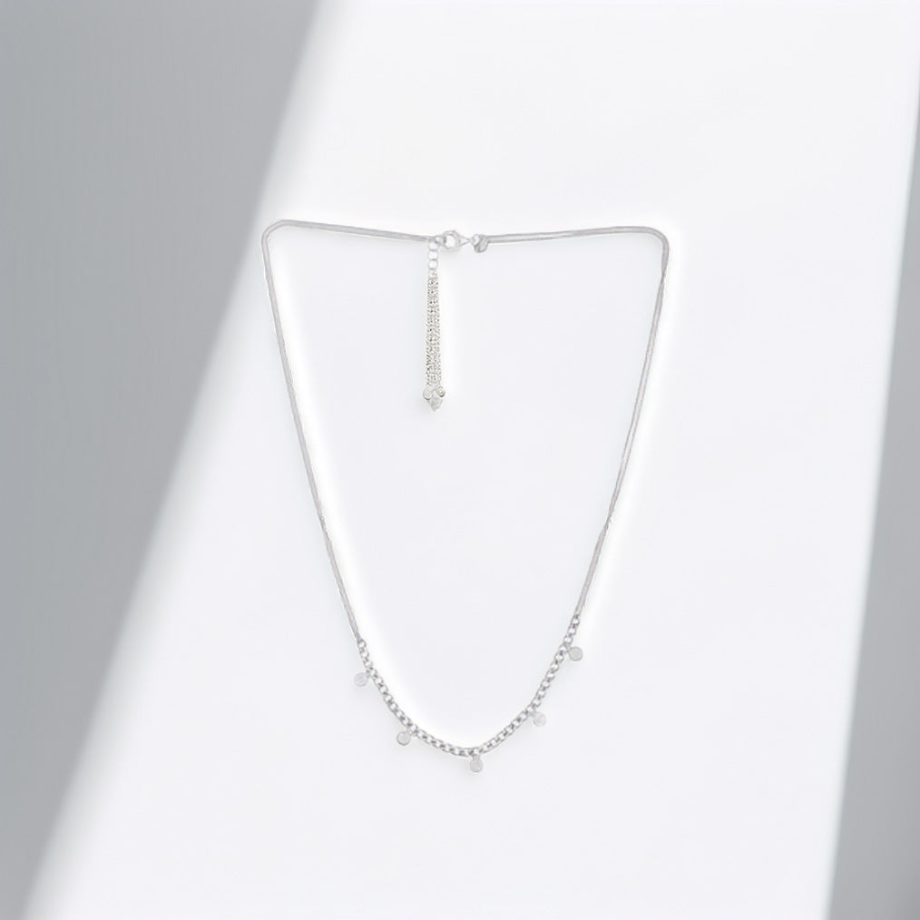 Sterling Silver CZ Charm Necklace 45cm