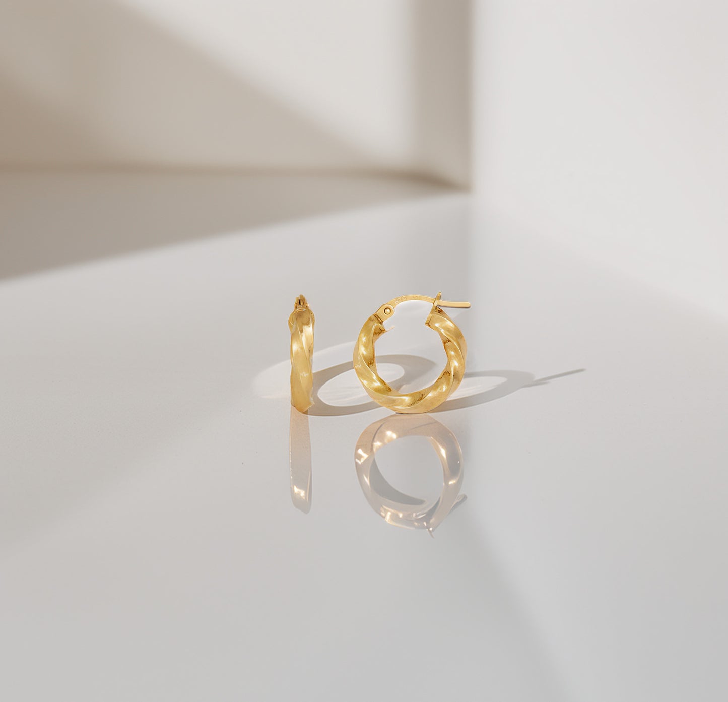 Twisted Square Gold Hoop Earrings