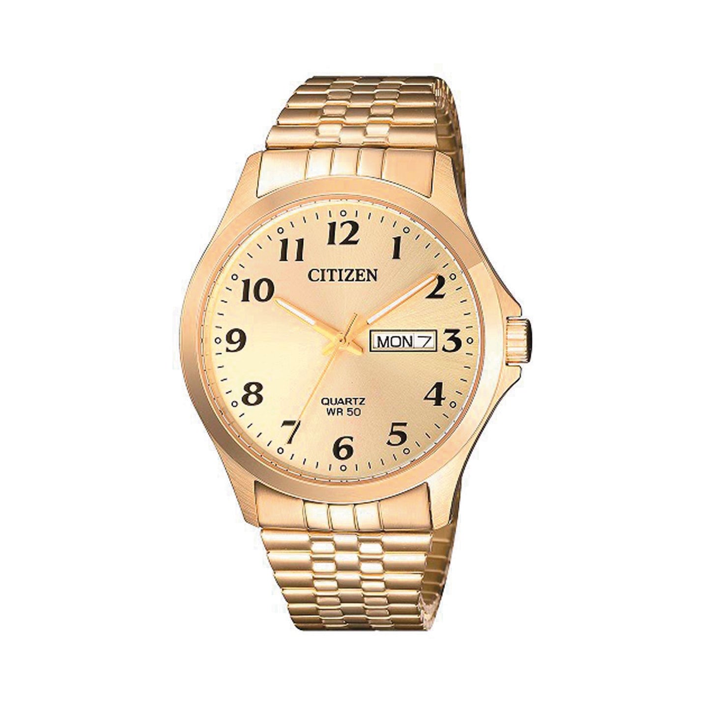 Citizen Men’s Quartz Dress Watch (Gold-Tone Expansion Bracelet)