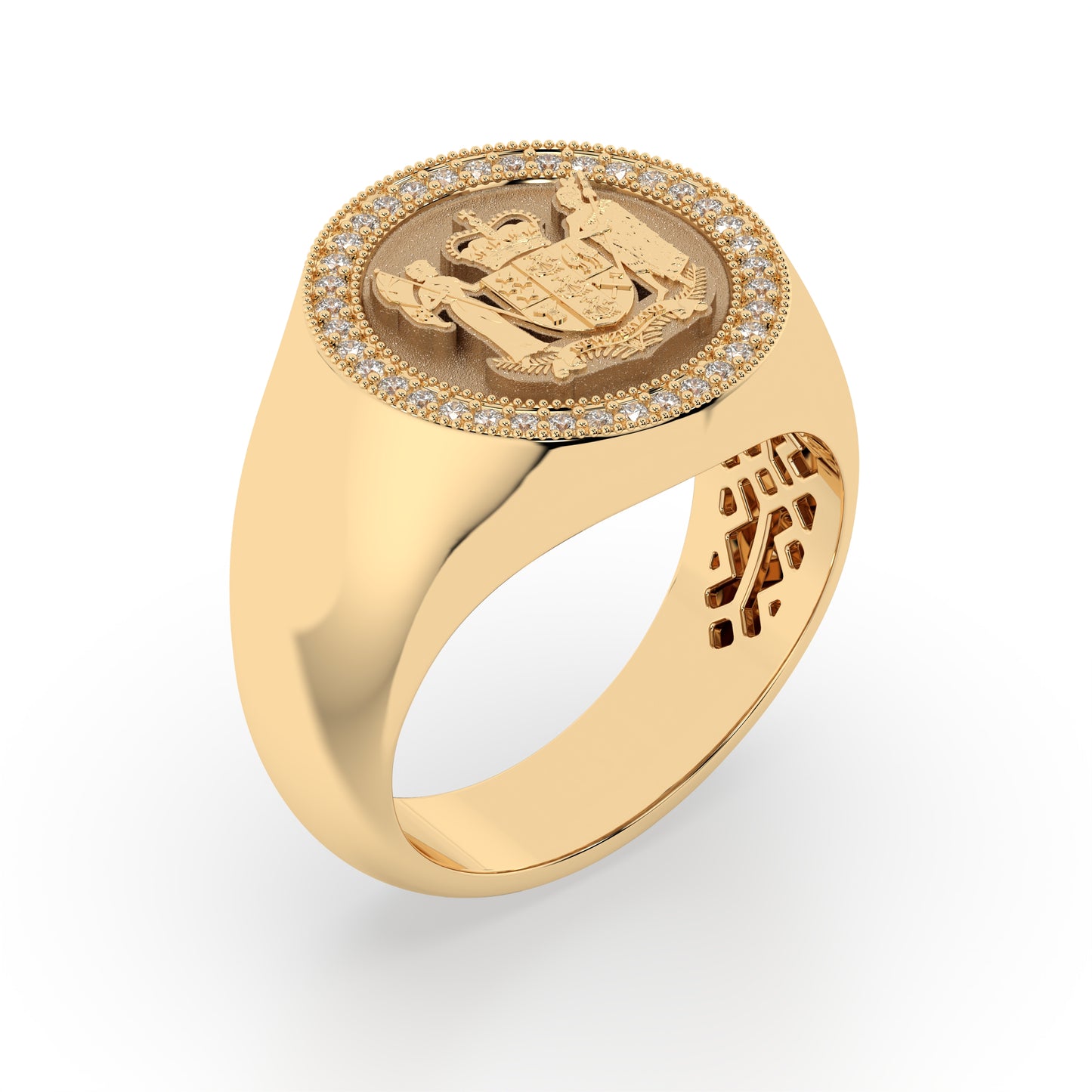 9ct New Zealand Coat of Arms Ring with Natural Diamonds