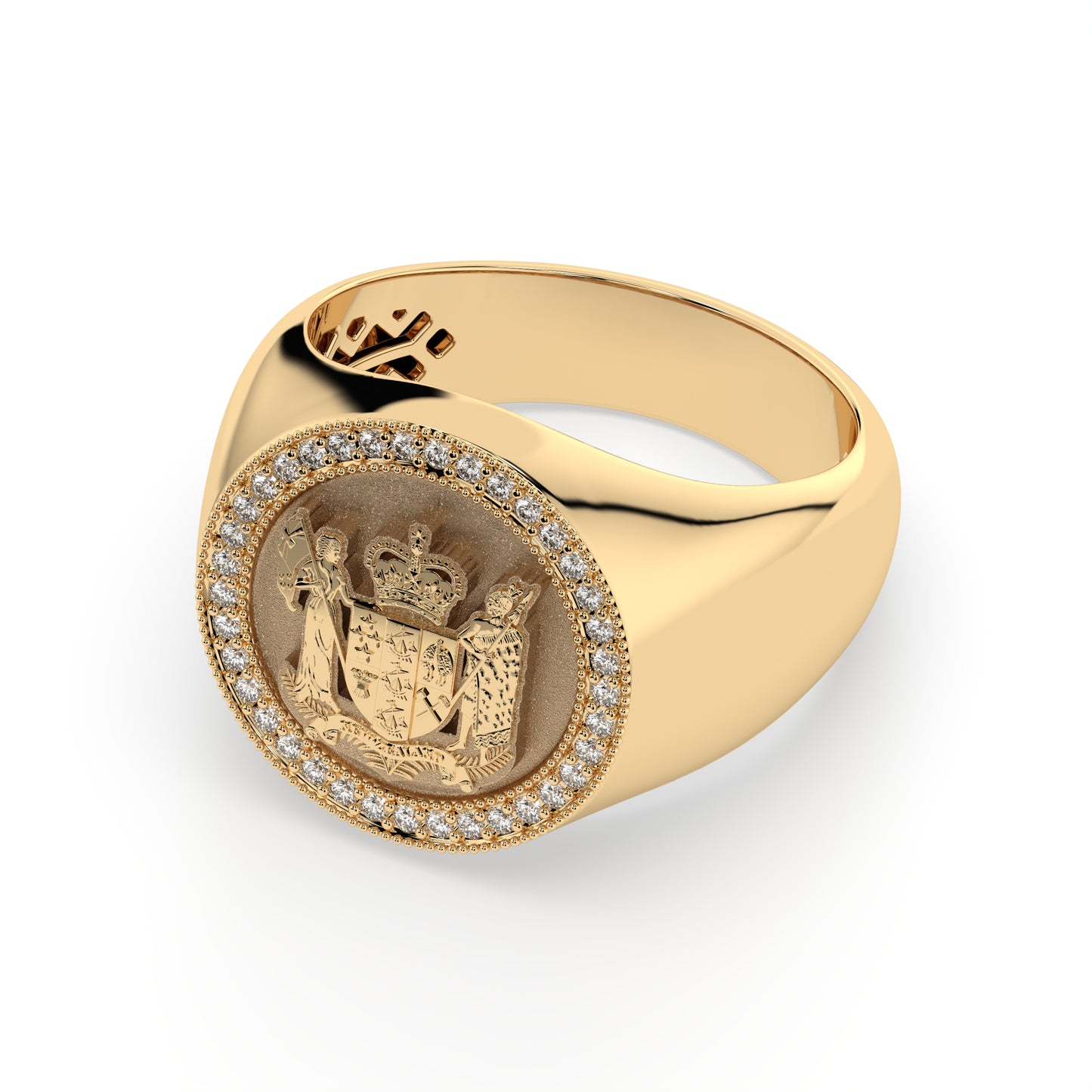 9ct New Zealand Coat of Arms Ring with Natural Diamonds