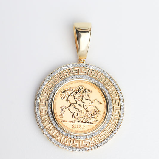 9ct Double Sovereign Coin With Diamonds Pendant