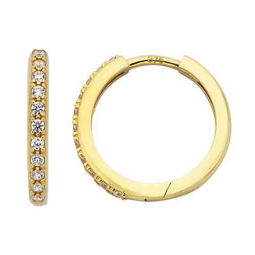 9ct Yellow Gold Hoop Earring With Stones