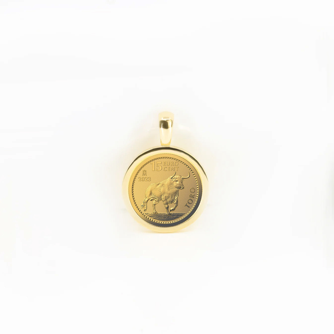 Toro Bull 15 Euro Cent Round Pendant
