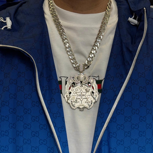 Sterling Silver Large Tongan Pendant with CZ plus chain