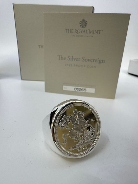 Silver Full Sovereign Plain Ring