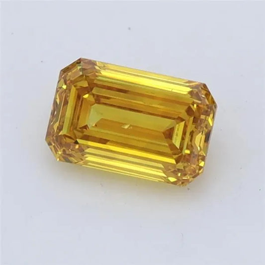 0.70ct Emerald Lab Grown Diamond (Colour Fancy Vivid Yellow, Clarity VS2, IGI Certified)