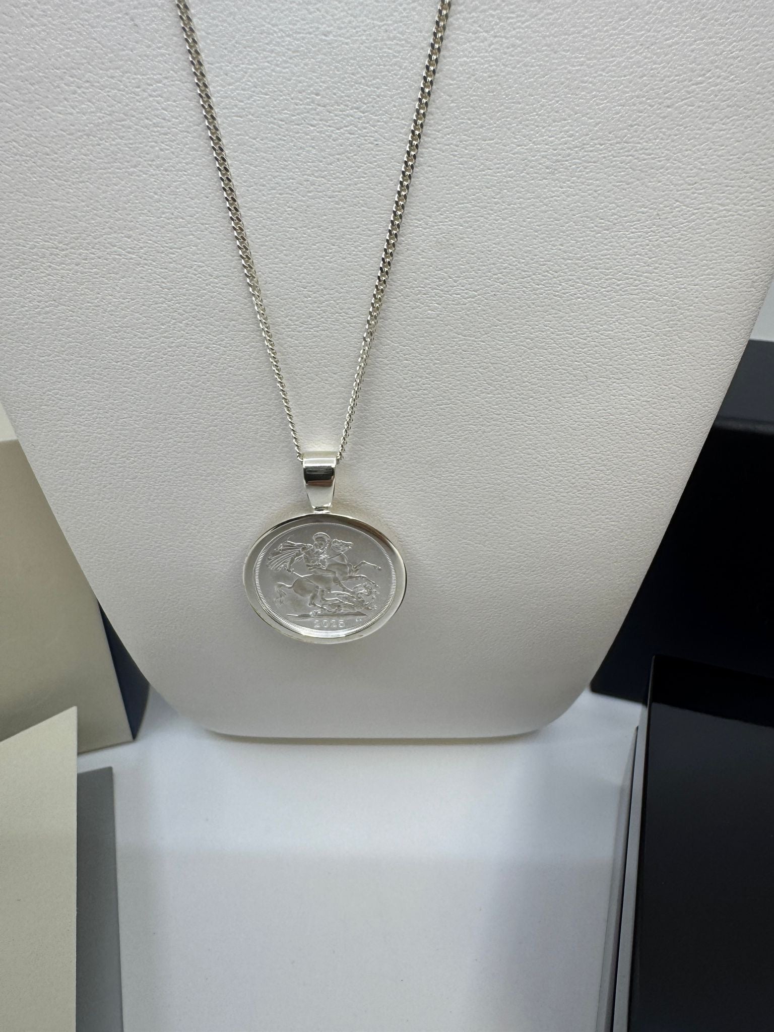 Sterling Silver Plain Full Sovereign Pendant