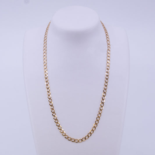 9ct Yellow Gold Six-Sided Open Curb Chain (51cm, 115 Gauge)