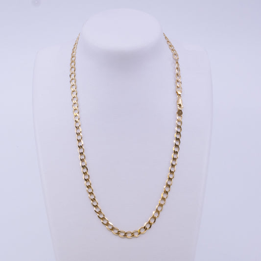 9ct Yellow Gold Six-Sided Open Curb Chain (51cm, 130 Gauge)