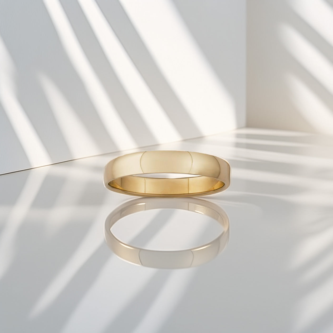 9ct Yellow Gold Flat Fit Half Round Wedding band