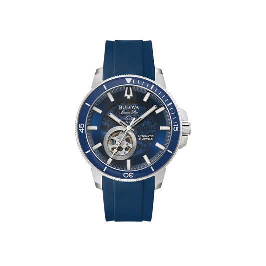 Bulova Marine Star Automatic Skeleton Deep Blue Silicone Strap