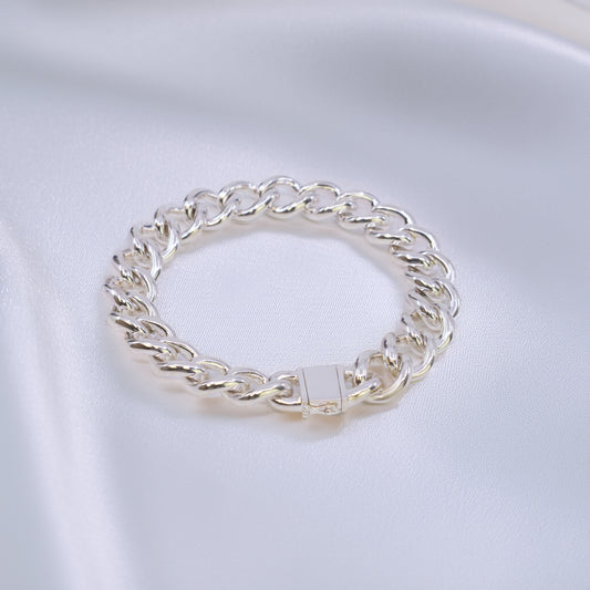 Sterling Silver Round Curb Link Bracelet