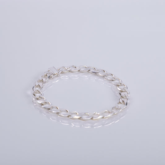 Sterling Silver Flat Curb Link Bracelet With Special Clasp