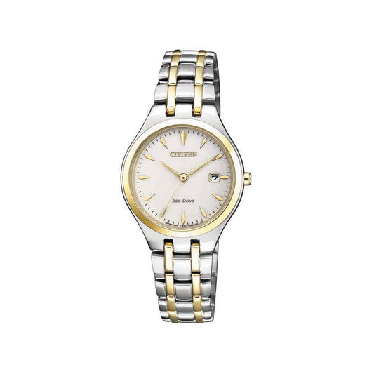 Citizen Eco‑Drive Elegance Two‑Tone White Dial Ladies Watch