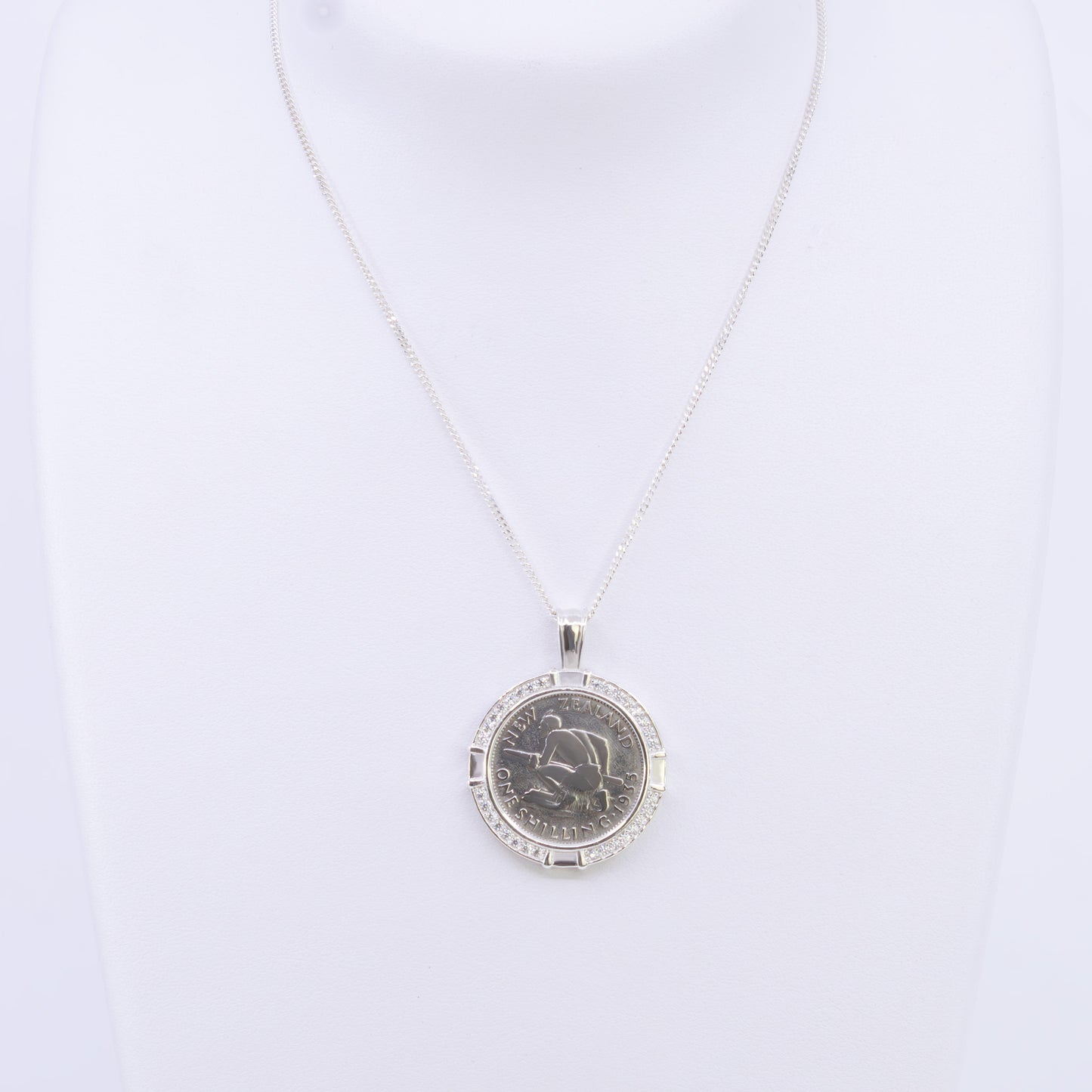 Sterling Silver One Shilling With CZ