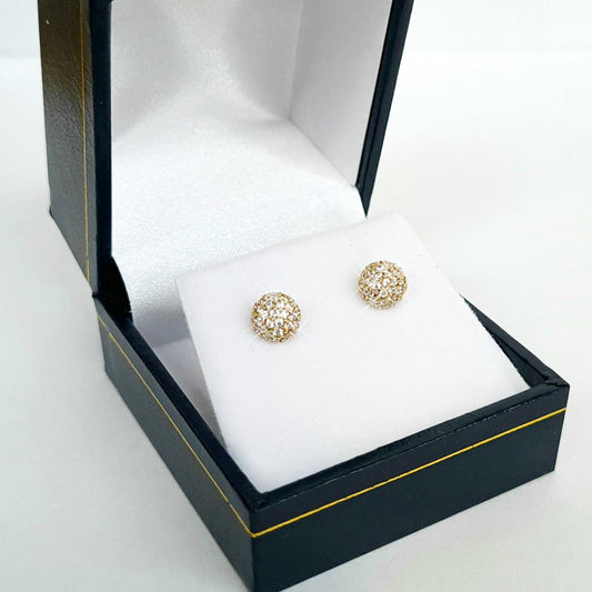 9ct Yellow Gold Dome Earrings with C.Z