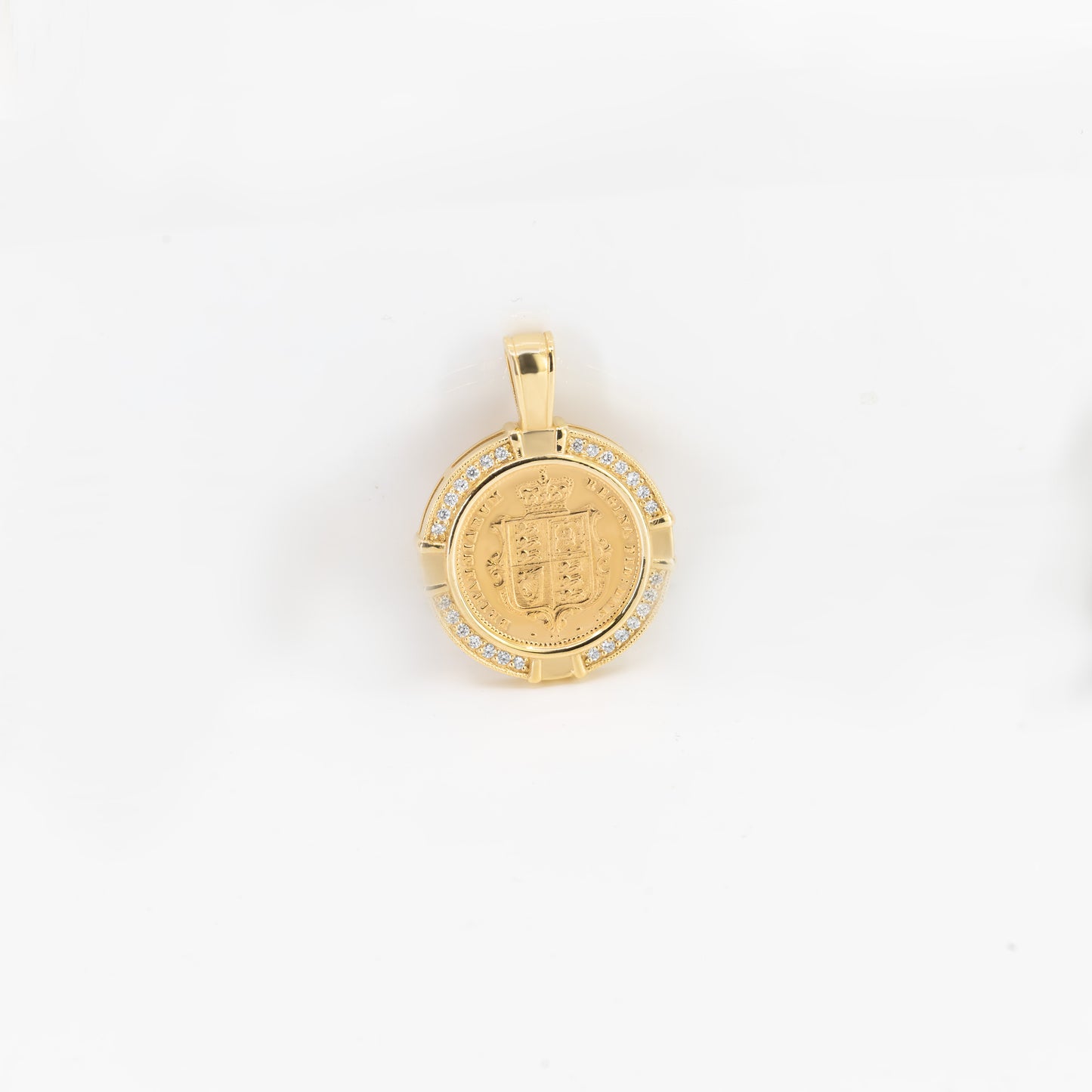 Rare Half Sovereign Pendant With Diamonds