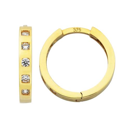 9ct Classic Gold CZ Huggie Hoops