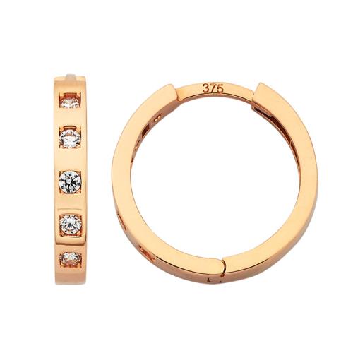 9ct Classic Gold CZ Huggie Hoops