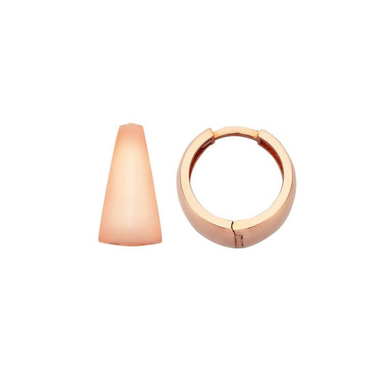 9ct Rose Gold Tapered Hinged Huggie Earrings with a Secure Clasp