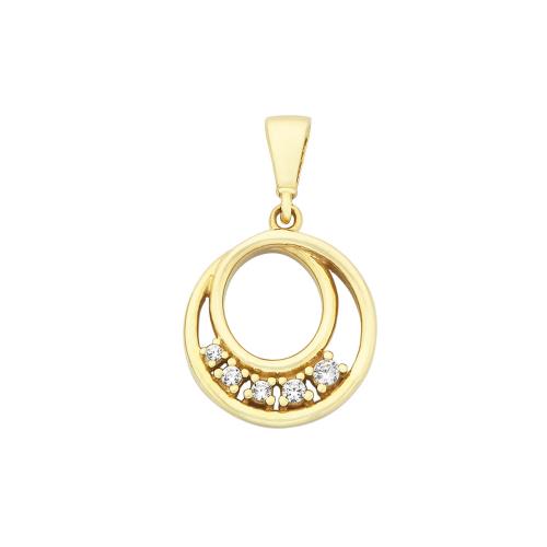 9ct Yellow Gold Double Circle With Stones