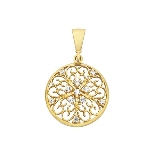 9ct Filigree Pendant With CZ