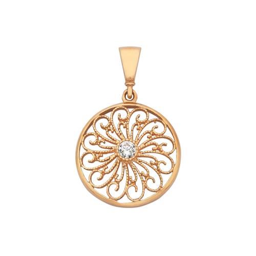 9ct Filigree Swirl Pendant With CZ