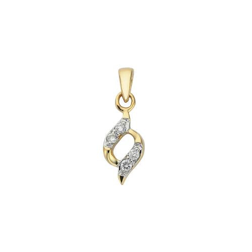 9ct diamond-studded abstract flame pendant