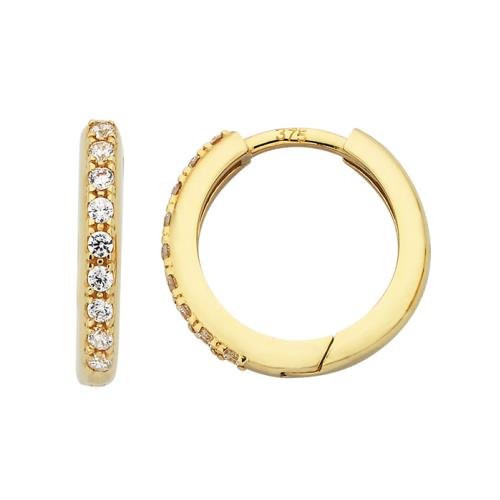 9ct Yellow Gold Hoop Earring With Stones