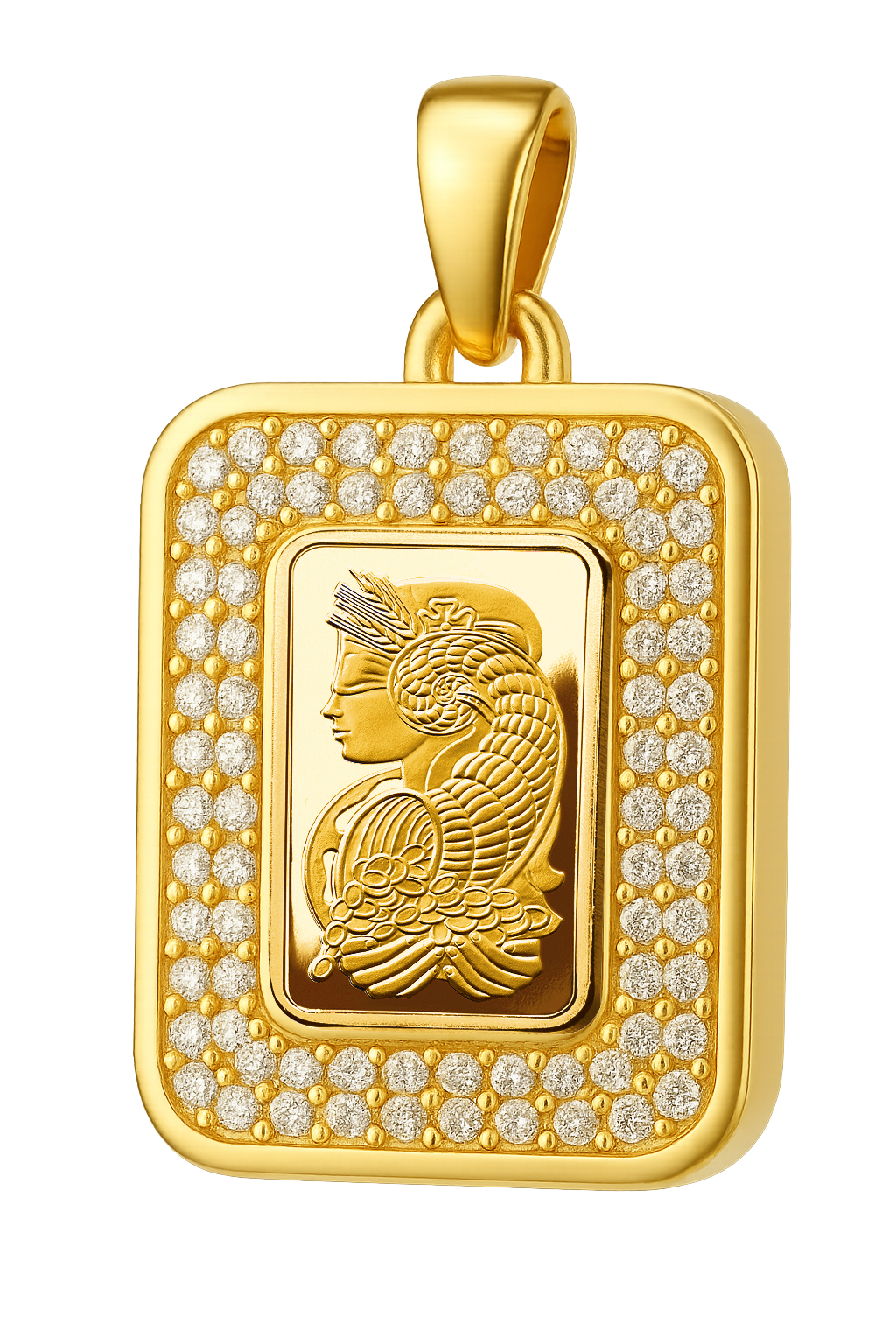 9ct Gold Pamp Bar Petite Pendant With Diamonds