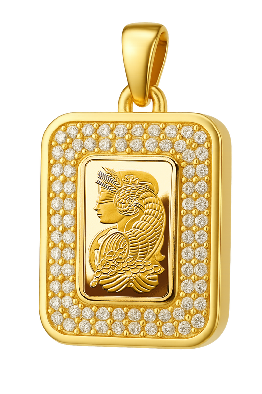 9ct Gold Pamp Bar Petite Pendant With Diamonds