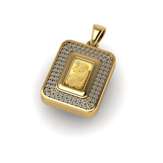 9ct Gold Pamp Bar Petite Pendant With Diamonds