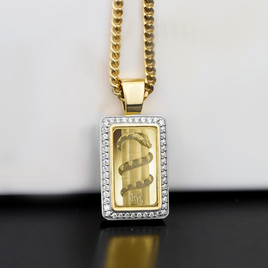 Lunar Snake Pamp Bar Pendant With Natural Diamonds