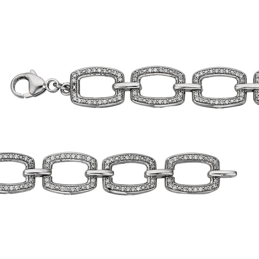 9ct Pave Rectangular Link Bracelet