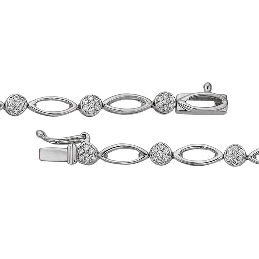 9ct Pave Diamond Oval Link Bracelet