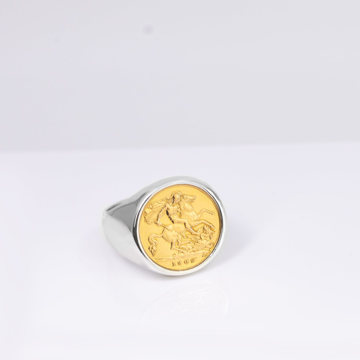 Half Sovereign Ring with Sterling Silver Frame