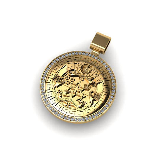 9ct Tongan Greekkey Pendant with Natural Diamonds