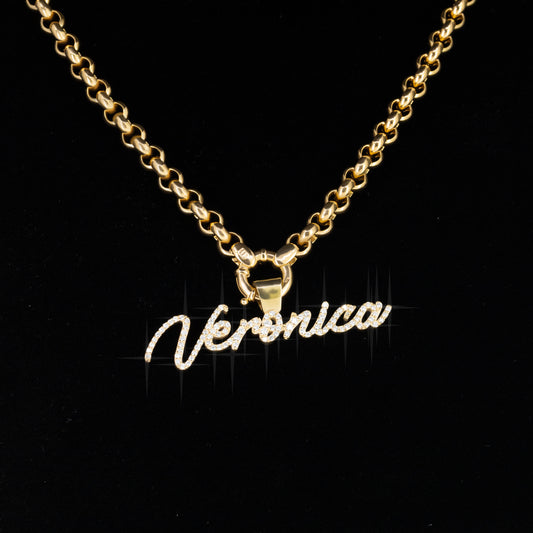 9ct Custom Name Necklace with Diamonds